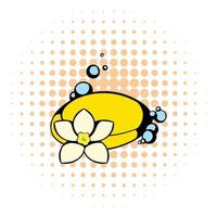 icône de coquille et de fleur, style bande dessinée vecteur