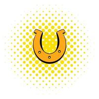 icône de symbole de chance de fers à cheval dorés, style bande dessinée vecteur