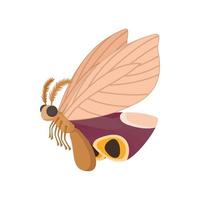 icône papillon marron clair, style cartoon vecteur