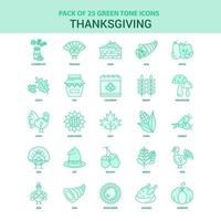 25 jeu d'icônes de thanksgiving vert vecteur