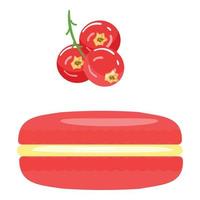 vecteur de dessin animé d'icône de macaron de baies rouges. biscuit français