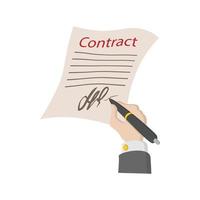 contrat commercial avec icône de signature vecteur
