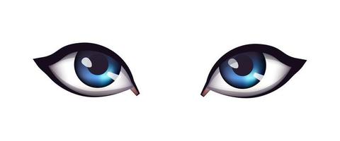 yeux bleus de dessin animé romantique avec lumière réfléchie vecteur