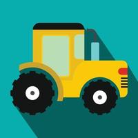 icône plate de tracteur jaune vecteur