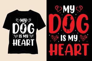 conception de t-shirt mon chien est mon coeur vecteur