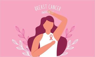 sensibilisation au cancer du sein avec ruban et logo d'illustration vecteur