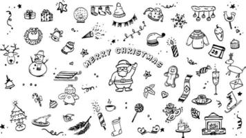 ensemble d'objets d'illustration vectorielle de noël dessinés à la main vecteur