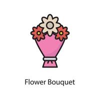illustration de conception d'icône de contour rempli de vecteur de bouquet de fleurs. symbole d'amour sur fond blanc fichier eps 10