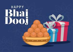 affiche de lettrage heureux bhai dooj vecteur