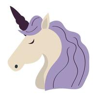 tête de licorne à crinière violette vecteur