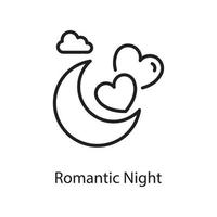 illustration de conception d'icône de contour de vecteur de nuit romantique. symbole d'amour sur fond blanc fichier eps 10