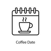 illustration de conception d'icône de contour de vecteur de date de café. symbole d'amour sur fond blanc fichier eps 10