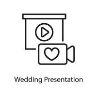 illustration de conception d'icône de contour de vecteur de présentation de mariage. symbole d'amour sur fond blanc fichier eps 10