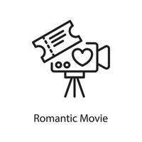 illustration de conception d'icône de contour de vecteur de film romantique. symbole d'amour sur fond blanc fichier eps 10