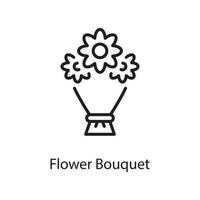 illustration de conception d'icône de contour de vecteur de bouquet de fleurs. symbole d'amour sur fond blanc fichier eps 10