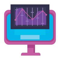 ordinateur de bureau avec graphique de statistiques vecteur