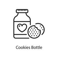 illustration de conception d'icône de contour de vecteur de bouteille de cookies. symbole d'amour sur fond blanc fichier eps 10