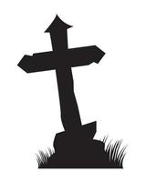 cimetière pierre tombale croix silhouette vecteur
