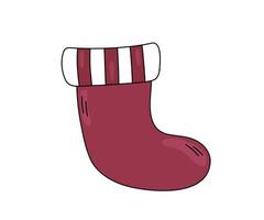 chaussette de noël isolée. doodle de bas de noël. illustration vectorielle de vacances d'hiver vecteur