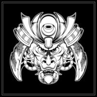 illustration vectorielle de tatouage de masque de samouraï japonais vecteur