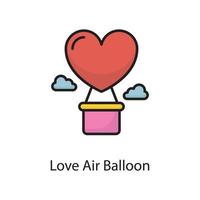 illustration de conception d'icône de contour rempli de vecteur de ballon à air d'amour. symbole d'amour sur fond blanc fichier eps 10
