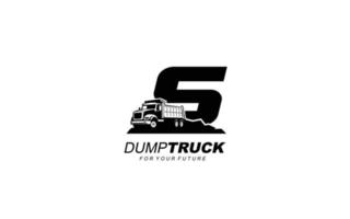camion à benne basculante logo s pour entreprise de construction. illustration vectorielle de modèle d'équipement lourd pour votre marque. vecteur