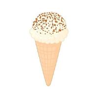 crème glacée avec icône de pépites de chocolat, style cartoon vecteur