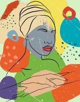 belle femme africaine. art mural dans le style du pop art. art mural coloré. vecteur