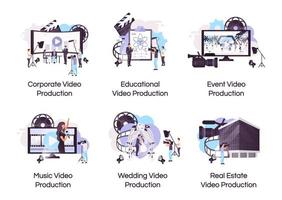 jeu d & # 39; icônes de concept plat de production vidéo vecteur