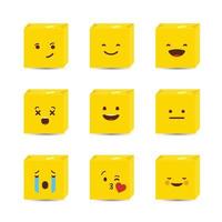 ensemble de vecteur de conception d'emojis carrés jaunes