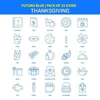 icônes de thanksgiving pack d'icônes futuro bleu 25 vecteur
