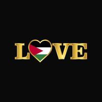 typographie de l'amour doré vecteur de conception du drapeau de la jordanie