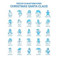 pack d'icônes ton bleu noël santa clause 25 jeux d'icônes vecteur