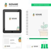 pot de plantes business logo onglet application journal pvc carte d'employé et marque usb modèle de vecteur de conception de paquet stationnaire