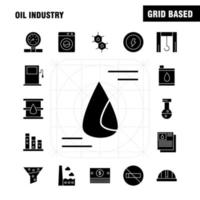 pack d'icônes de glyphe solide de l'industrie pétrolière pour les concepteurs et les développeurs vecteur