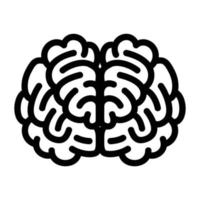 icône de cerveau de face avant, style de contour vecteur