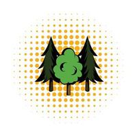 icône de la bande dessinée trois arbres vecteur