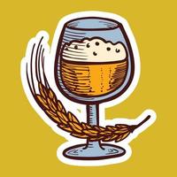 verre d'icône de boisson de blé, style dessiné à la main vecteur