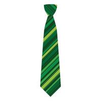 icône de cravate rayée verte, style plat vecteur