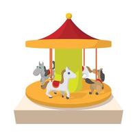 carrousel avec icône de dessin animé de chevaux vecteur