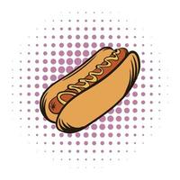 hot-dog avec l'icône de la bande dessinée à la moutarde vecteur