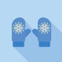icône de gants bleu hiver, style plat vecteur