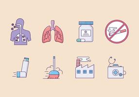 Asthme Symptômes Icon Set vecteur