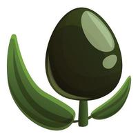 icône d'olive écologique noire, style cartoon vecteur