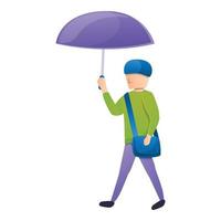 icône de parapluie coloré violet, style cartoon vecteur