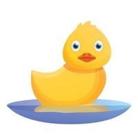 canard jaune à l'icône du lac, style cartoon vecteur
