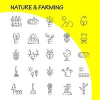 nature et agriculture pack d'icônes dessinées à la main pour les concepteurs et les développeurs icônes de grange bâtiment porte ferme agriculture nature ronde montagne vecteur