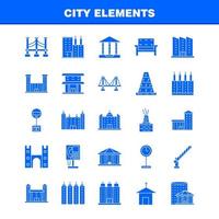 éléments de la ville icônes de glyphes solides définies pour l'infographie le kit uxui mobile et la conception d'impression incluent voiture véhicule voyage transport fontaine eau douche ville eps 10 vecteur