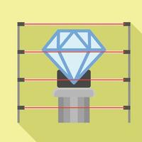 icône de diamant protégé par laser, style plat vecteur