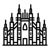 icône de la basilique gothique de milan, style de contour vecteur